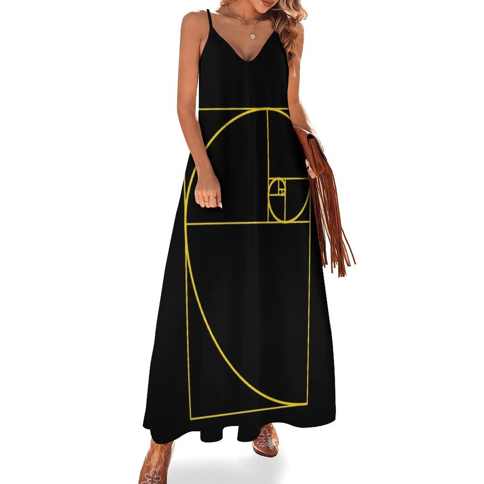 Golden Ratio Spiral Fibonacci Spiral Sleeveless Dress Long dress woman woman dress prom 2025