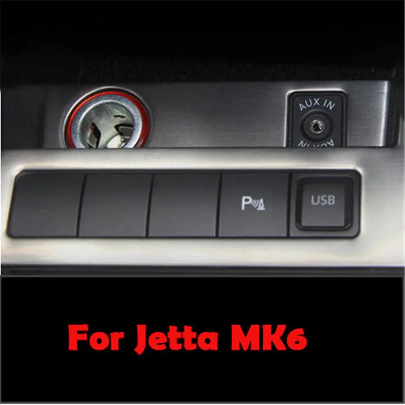 2pcs New High Quality Stainless Steel Cigarette lighter Sequins USB Panel Decoration Cover For Volkswagen Jetta MK6 Car Styling