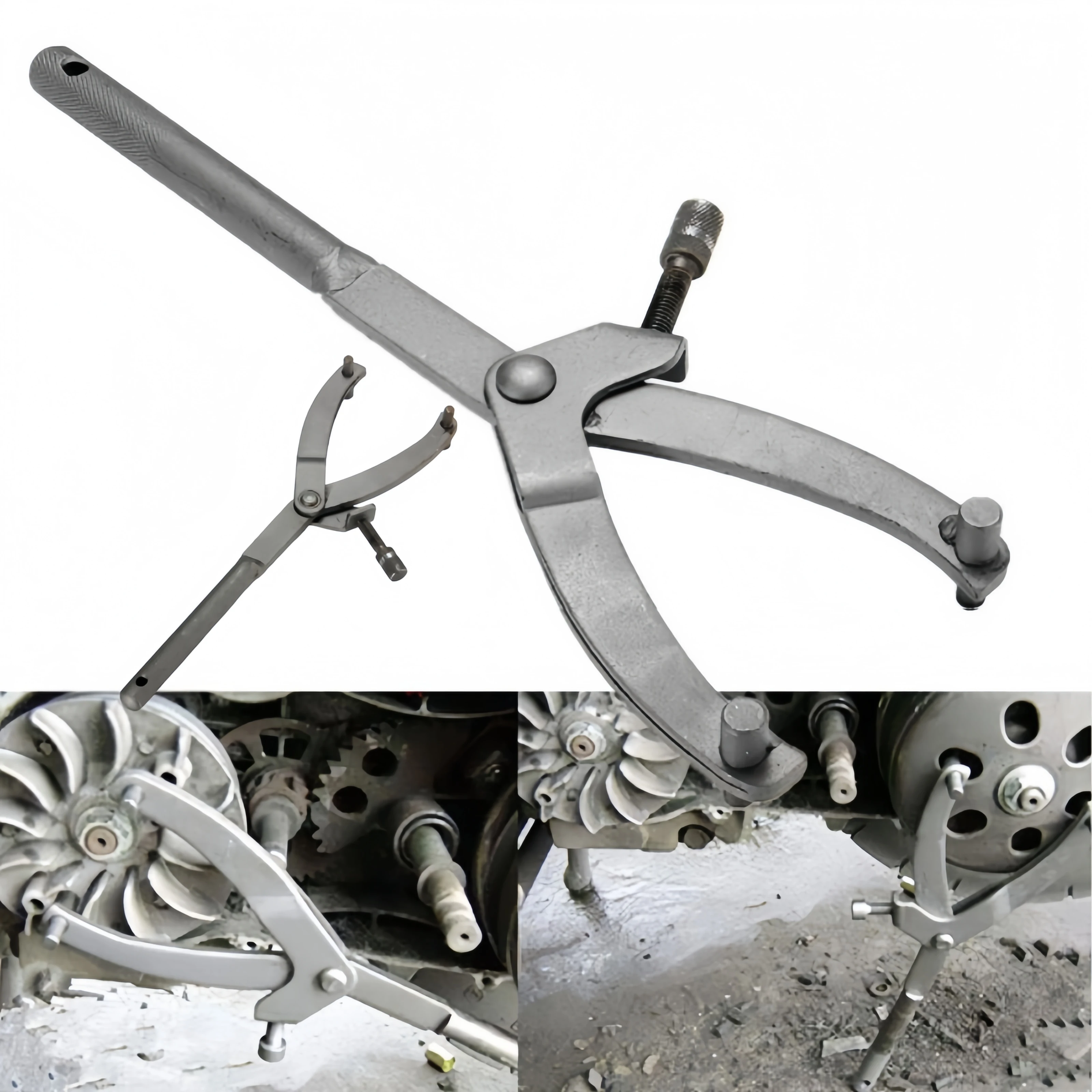 

Y-образный ключ для маховика, инструмент для снятия сцепления вариатора, универсальный держатель маховика, гаечный ключ для шкива для скутера, мопеда, мотоцикла, квадроцикла