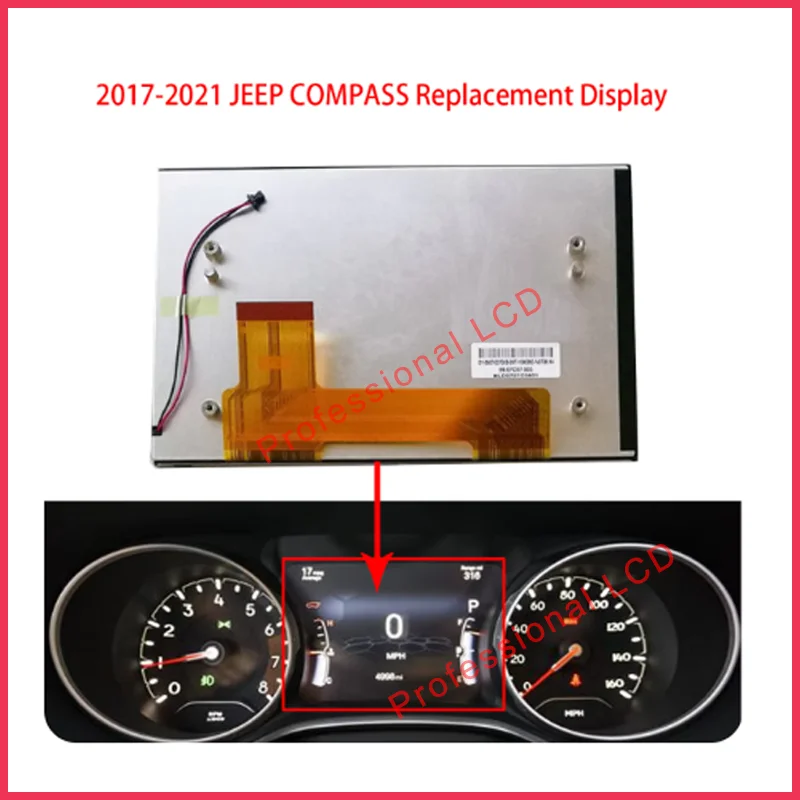 Original 7 Inch LCD For 2017-2021 Jeep Comapss Instrument Cluster LCD Display Fiat 500, Abarth 500, 595 695 Instrument Cluster