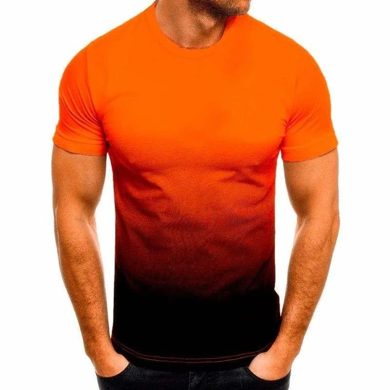 Summer Popular Men's T-shirt Gradient Series 3D Printed  Loose Short Sleeve Fashion Round Collar Oversized Men Sports Casual Top