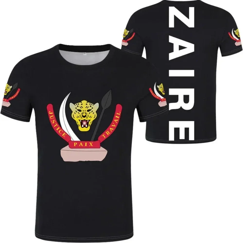 T-Shirt Zaire 3dt République Congo, Grande Taille, Décontracté, Confortable, Respirant, Haut à la Mode, Été 2024