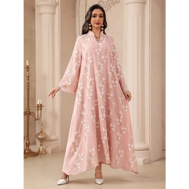 

Eid Muslim Party Dress for Women Abaya Flower Maxi Evening Long Dresses Jalabiya Morocco Dubai Abayas Kaftan Vestidos Long Robe