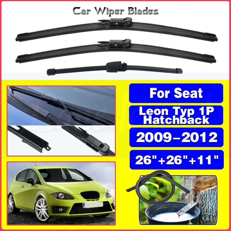 

Wiper Front & Rear Wiper Blades For SEAT Leon Typ 1P Hatchback 2009 2010 2011 2012 Windshield Windscreen Window 26"+26"+11"