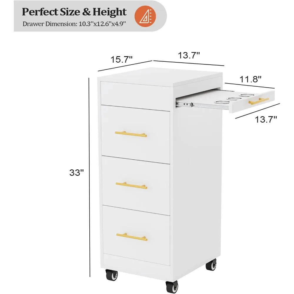 عربة صالون خشبية بعجلات - منظم تخزين متنقل لمصفف الشعر وصالون الحلاقة #2