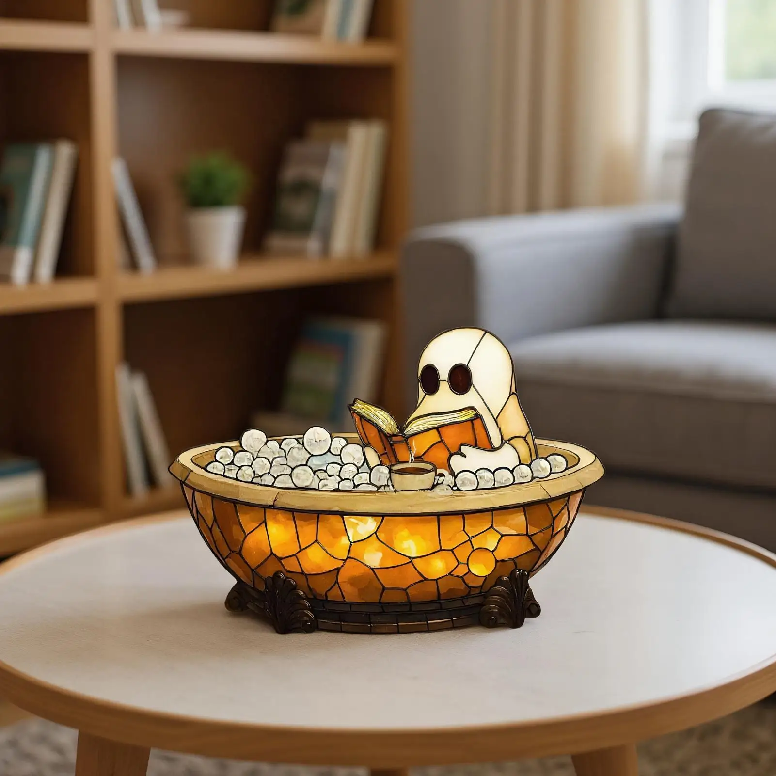 

Ghost Night Light Reading Lamp Resin Aesthetic Adorable Ghost Bubble Bath Night Light for Kids Adults Bedroom Halloween Party