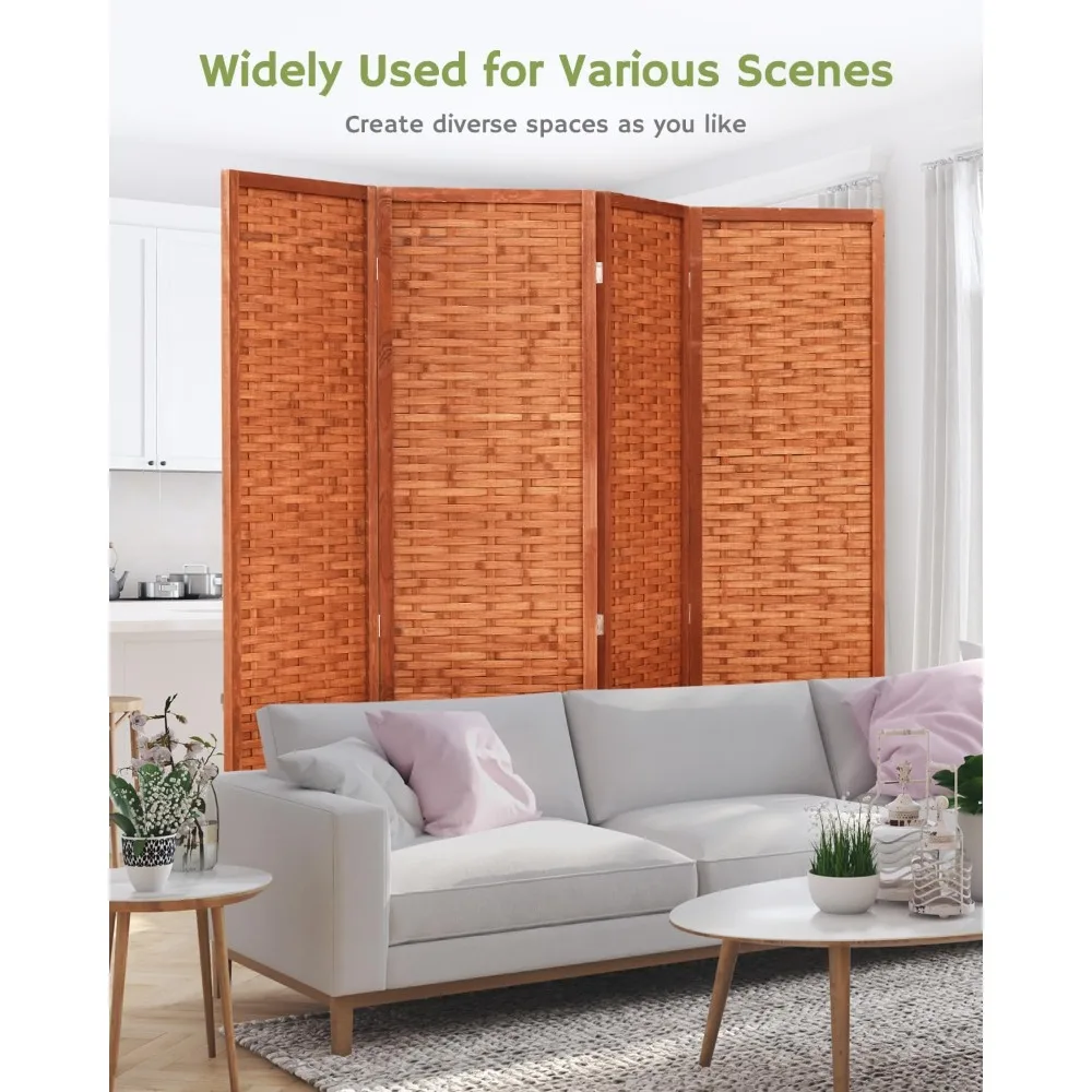 6ft. Tall Extra Wide Folding Privacy Screens with Diamond Double-Weave and Freestanding Room Dividers Privacy Screens(Sa