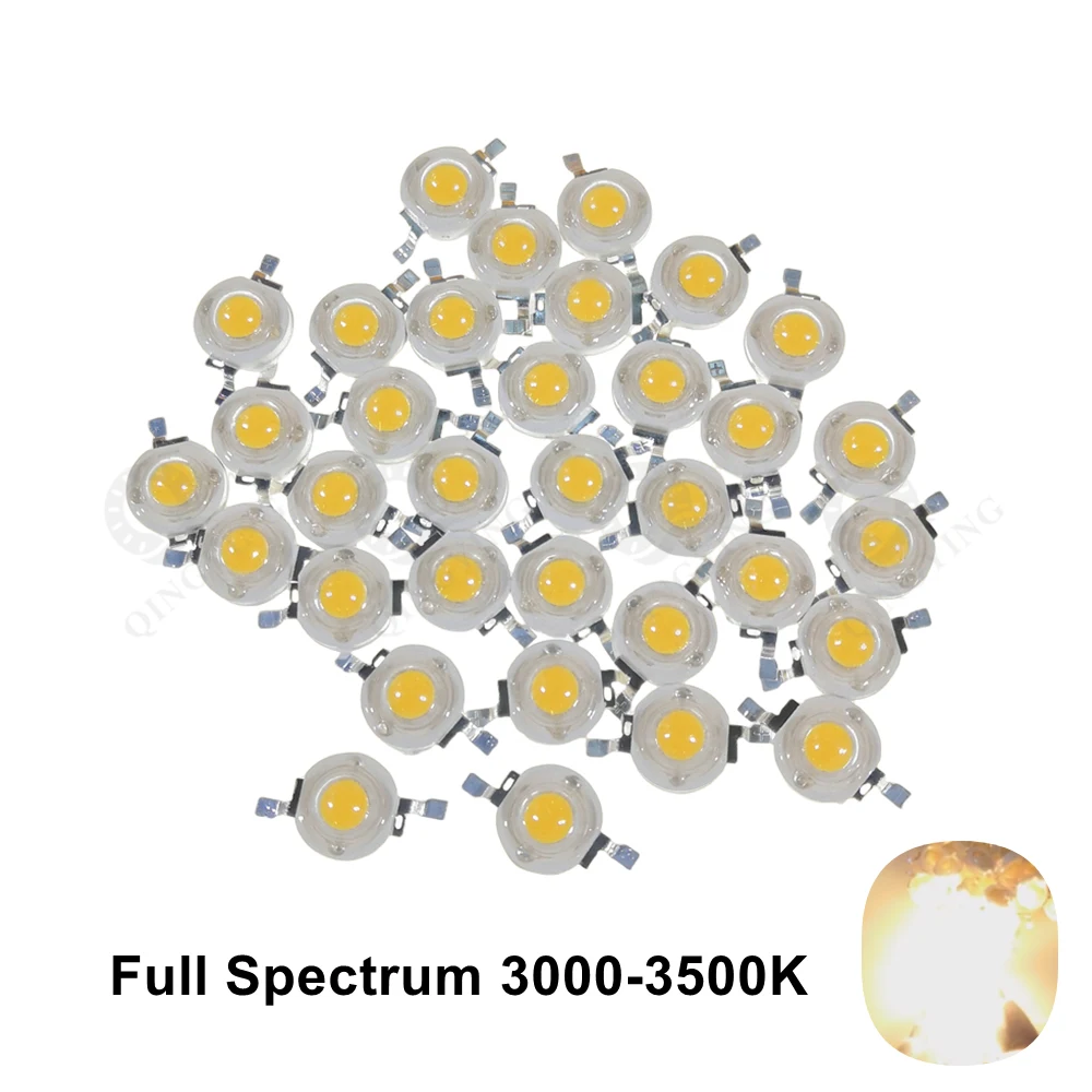 10-50pcs High CRI Ra95 1W 3W LED Diodes Chip Pink Full Spectrum White Natural White Warm White 3000K 3500K 4500K 6500K 400-840nm image 4