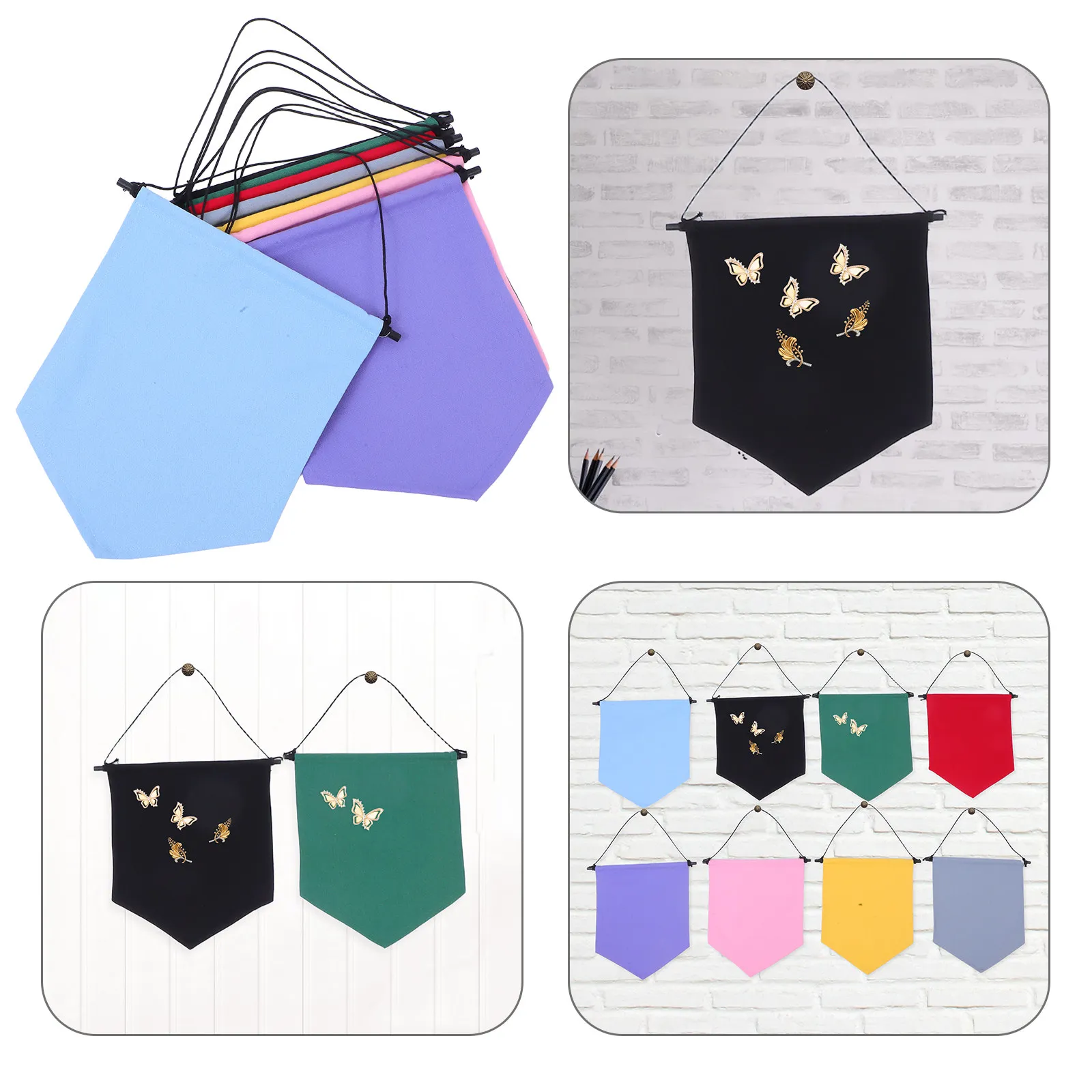 

8Pcs Enamel Pin Display Banner Canvas Brooch Organizer Wall Mounted Holder for Lapel Pins Badges Collection Lapel Pin Display