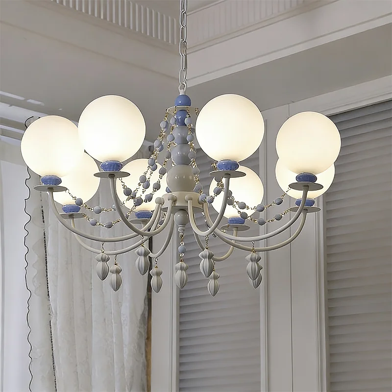 الشمال دسم Led الثريا رومانسية الفرنسية السيراميك قلادة أضواء ديكور المنزل مصباح معلق تعليق ضوء مصباح غرفة الأطفال