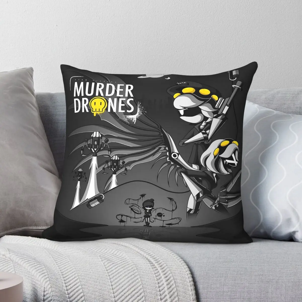 Murder Drones Uzi Doorman Square Pillowcase Polyester Linen Velvet Creative Zip Decor Bed Cushion Cover