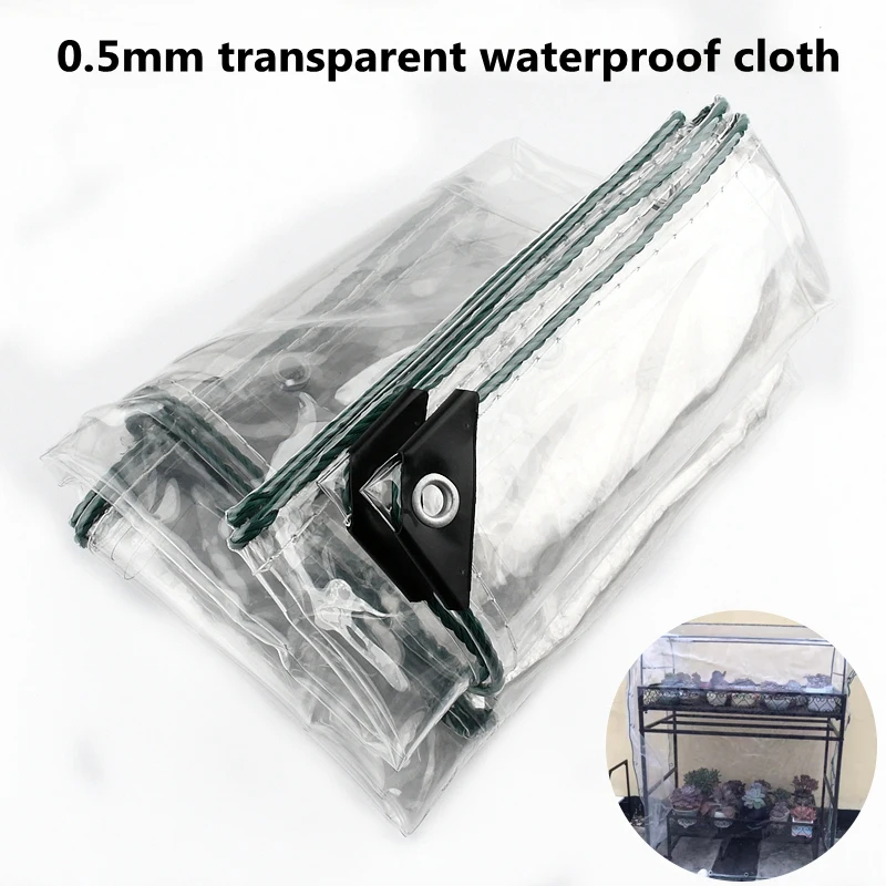 

Thickened Transparent Waterproof Cloth Balcony Protected Rain Wind Outdoor Tarpaulin Waterproof Sunscreen Tarpaulin 0.5MM