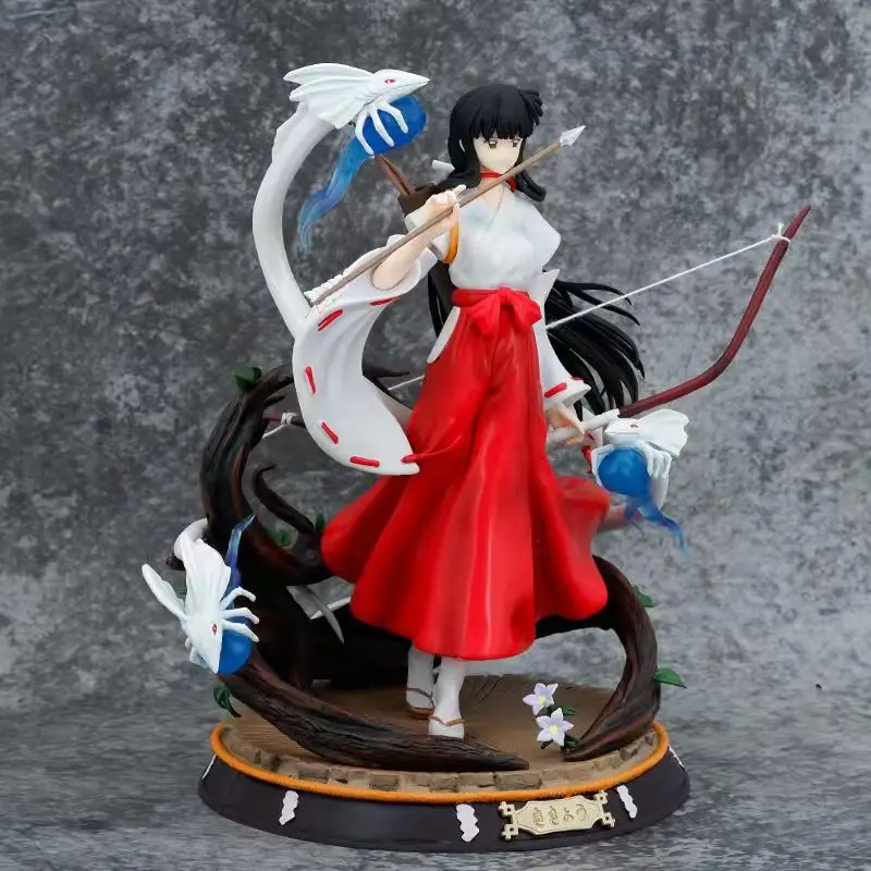 28cm Inuyasha - Fire Phoenix Priestess Kikyo Anime Figure Standing Pose Model Statue Collection Desktop Decoration Ornament Toy