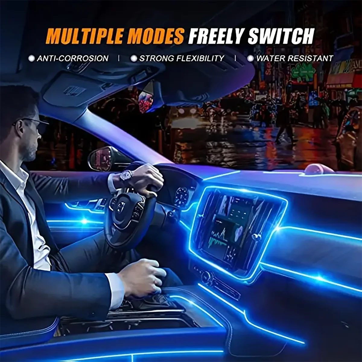 Car Interior Decorative Lamps 3M Strips Atmosphere Lamp Cold Light Decorative Dashboard Console Auto LED Ambient Lights Decorate