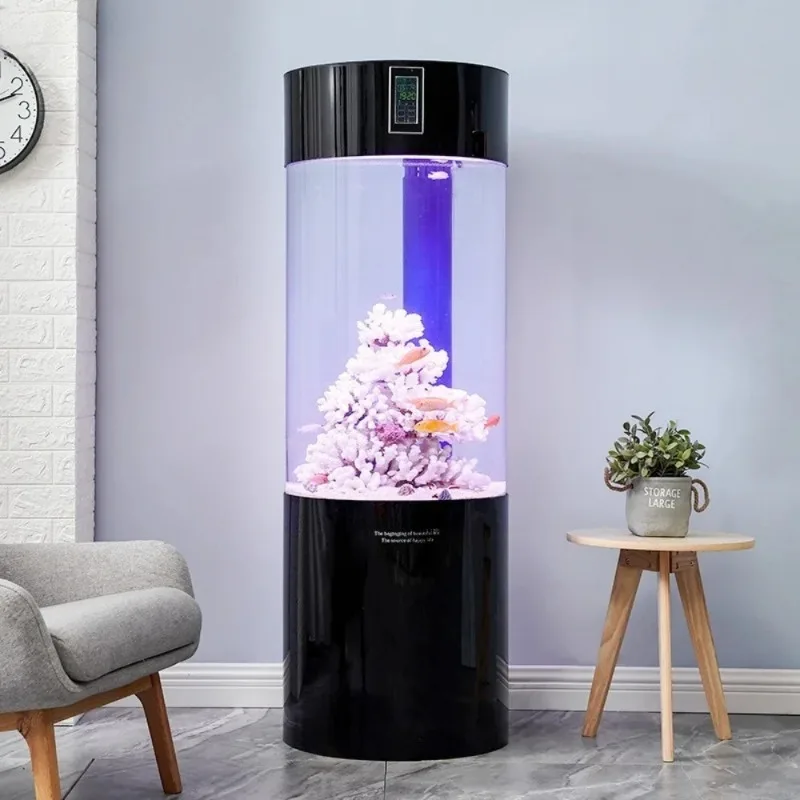 Aquarium Middelgroot Aquarium Cilindrisch Transparant Acryl Besturing Aquarium Met Standaard Vissenkom Aquariumtank