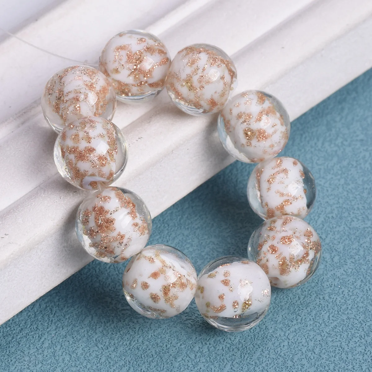 10pcs Round 8mm 10mm Foil Lampwork Glass Loose Beads for DIY Crafts Jewelry Making Findings