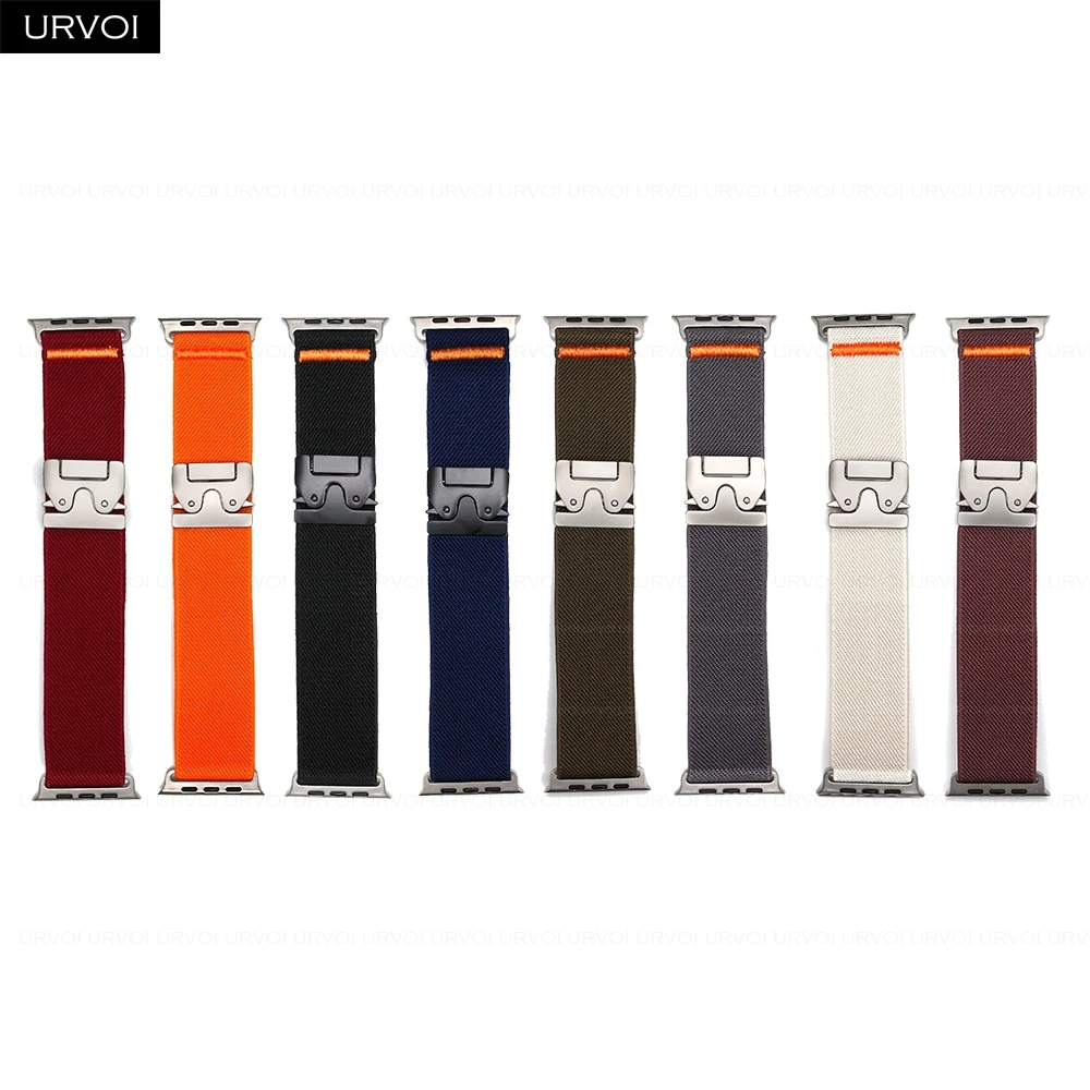 URVOI Band for Apple Watch Ultra 3 2 Series 11 10 9 8 Elastic woven nylon strap parachute buckle wristband for iWatch fashion