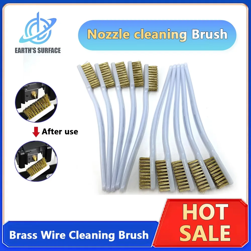3D Printer Parts 5Pcs/lot 175mm Copper Wire Toothbrush Nozzle For 3D Printer Part MK8/CR10/Ender3 Nozzle Metal Cleaning Brush