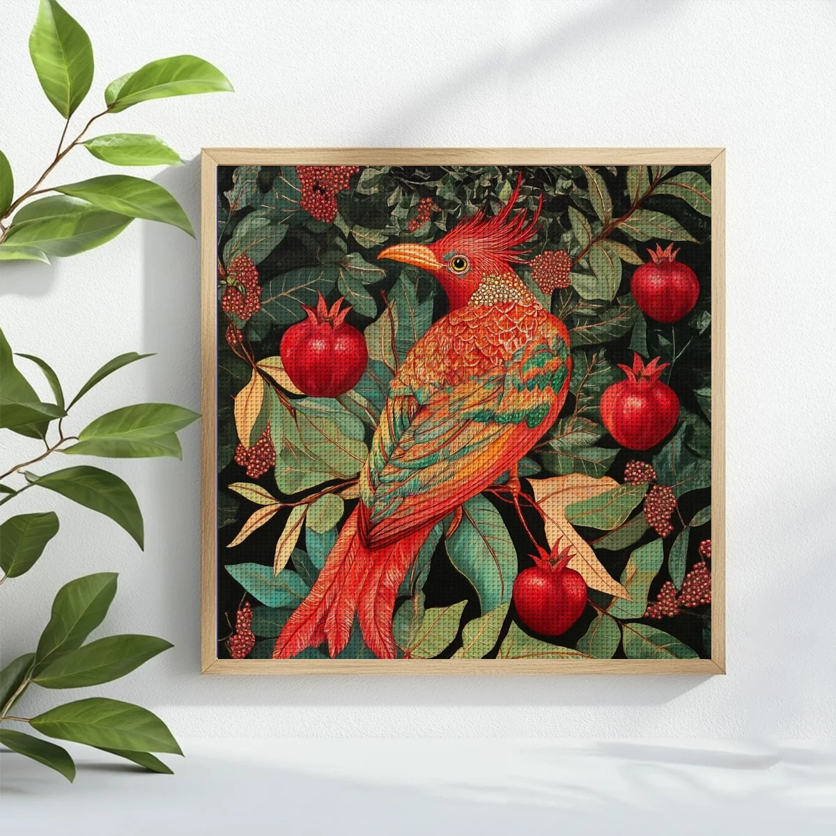 1pc 40X40CM/15.74inch Pomegranates and Birds Stamped Cross Stitch Kit DIY Kit 11CT/14CT DIY Embroidered Set DIY Cross-Stitch Set