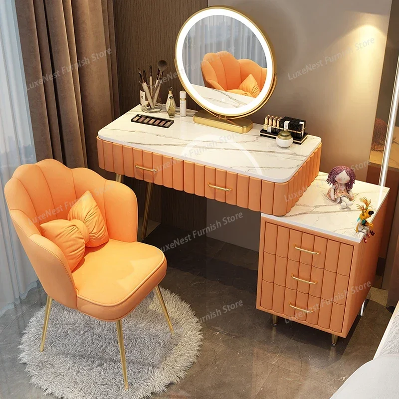 

Современный роскошный туалетный столик с выдвижными ящиками, прикроватный стул, косметический столик для девочек, комод для спальни, мебель для дома