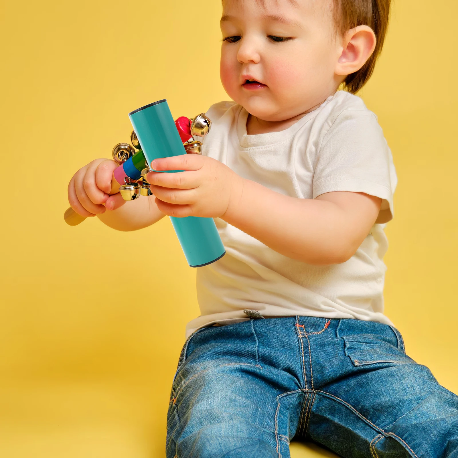 

Green Orff Percussion Instrument Handheld Toys Rattle Bell Kids Maracas Baby Shaker Montessori Instruments Preschool Sound