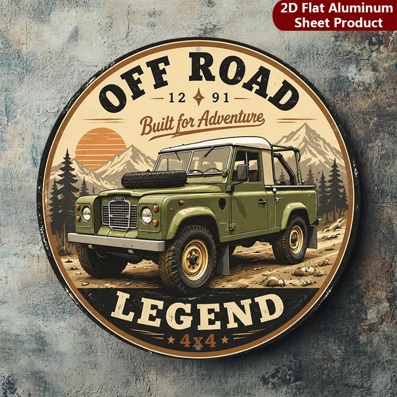 2D Flat, 1pc, Adventure Theme Round Sign, Retro Design Vintage Decorative Plaque, Off Road Porch Decorations, Wall Decorations,