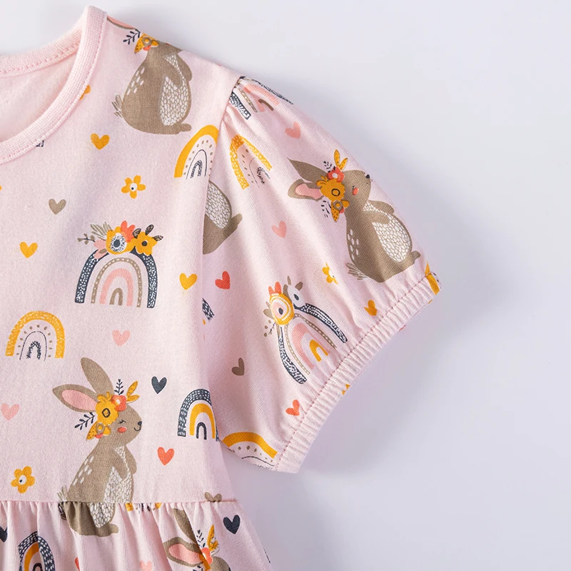Little maven Children's Clothing Dress for Baby Girls 2026 Summer New Kids Clothes Cartoon Rabbits Princess Casual Dresses