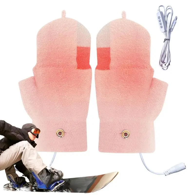 Fingerless Heated Gloves Writing Gloves For Students USB 3 Levels Heating Mittens Full & Half Hands Warmer Gloves For Women Men