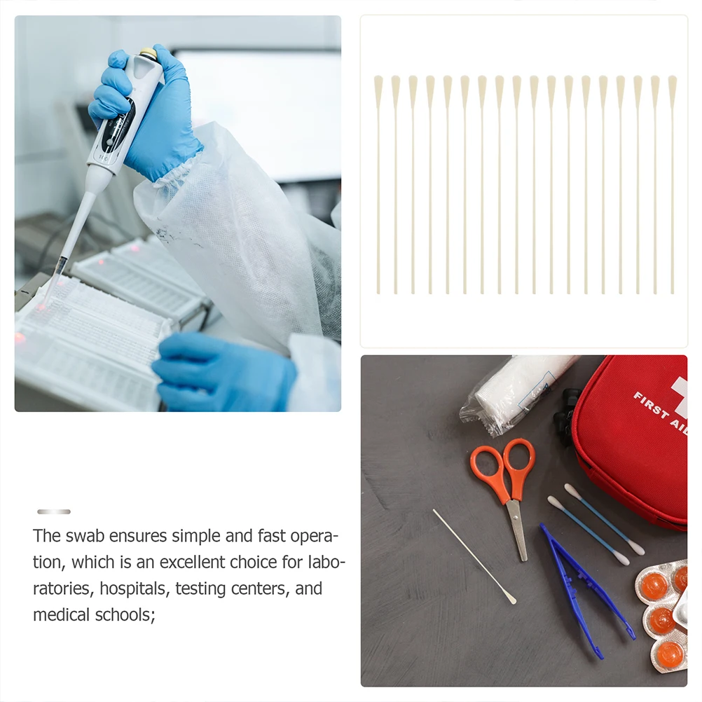 

50pcs Nasopharyngeal Swabs Disposable Sterile Sampling Nasal Pharynx Portable Medical Accessory Long Handle Fine Texture
