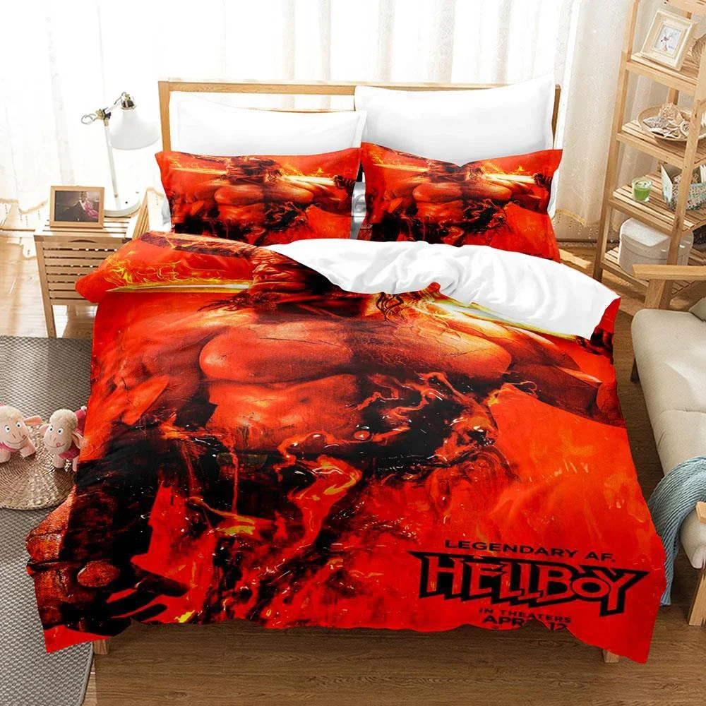 2024 The Film Hellboy Bedding Set Single Twin Full Queen King Size Aldult Duvet Cover Sets for Boys Bedroom 3D Printed Bed Sheet