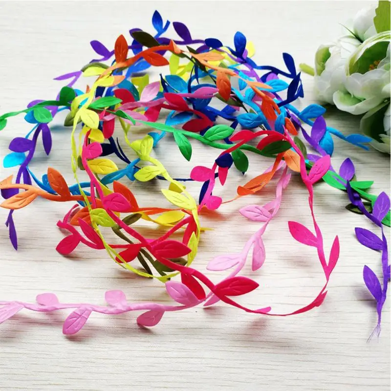 5 Meter Silk Leaf-Shaped Handmake Artificial green Leaves For Wedding Decoration DIY Wreath Gift Scrapbooking Craft Fake Flower