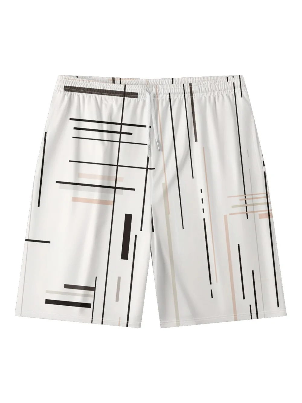 Abstract Lines Printed Urban Travel Shorts Cool Chic Beachwear Coastal Grandma Style Streetwear All Match Summer Essential