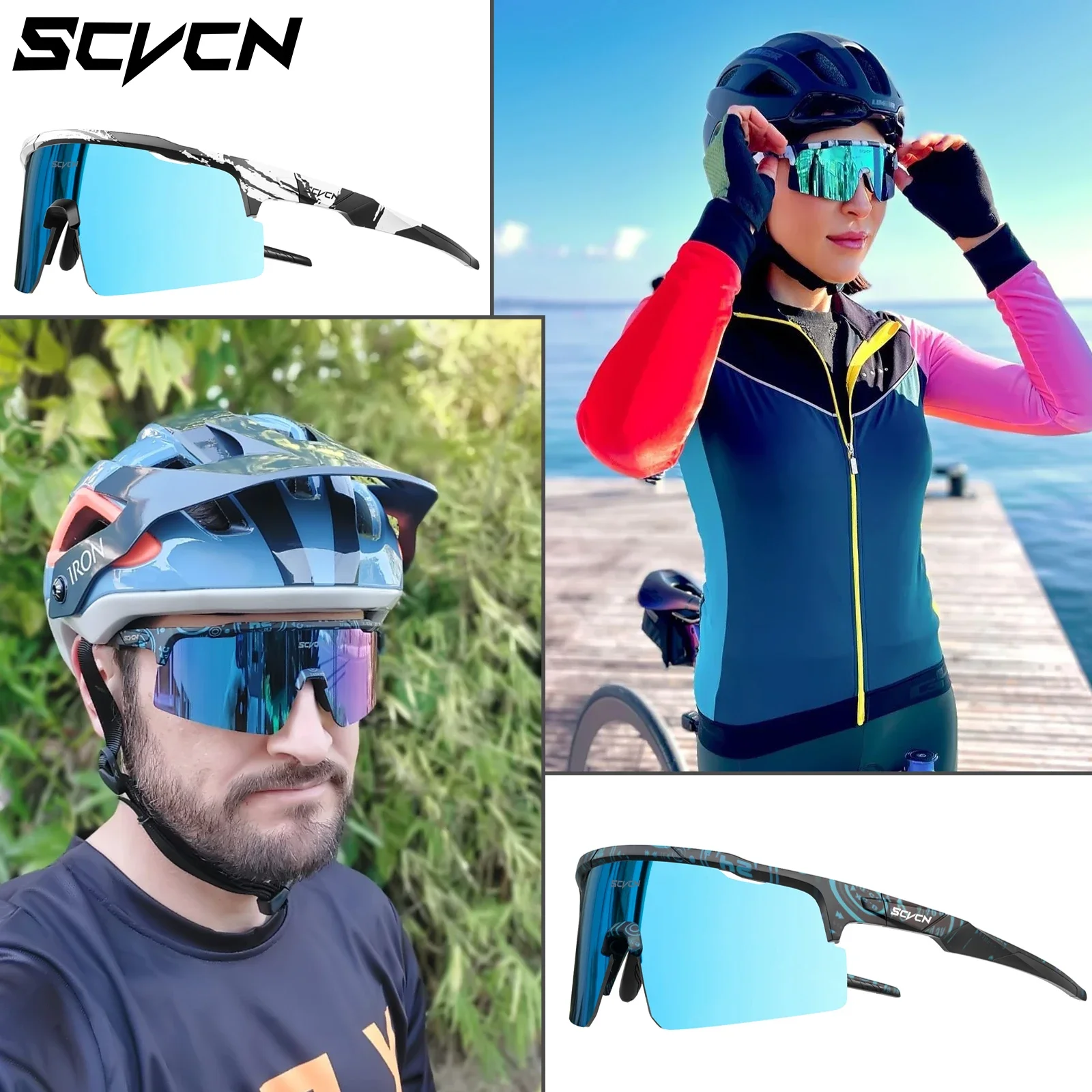 SCVCN New Cycling Sunglasses Men MTB Bicycle Glasses UV400 Photochromic Lens Woman Bike Cycle Eyewear Polarized Running Goggles