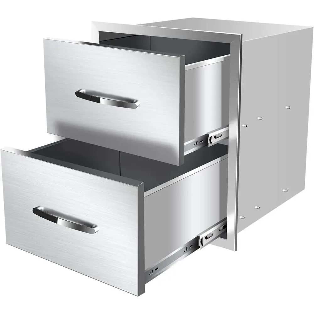 

14W x 15H x 23D Outdoor Kitchen BBQ Stainless Steel Drawers with Elegant Handles