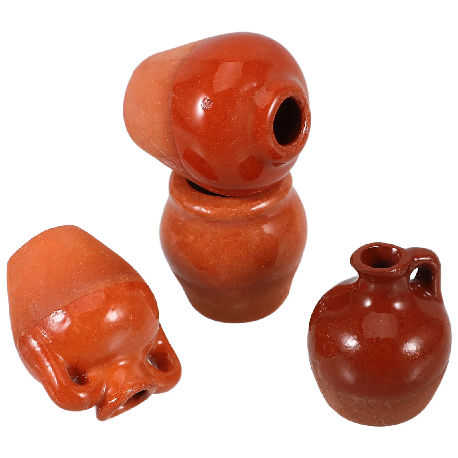 4Pcs Elegant Miniature Ceramic Bud Vases Semi-Glazed Small Plant Pots for Succulents Desktop Shelf Decor Rustic Vintage Home