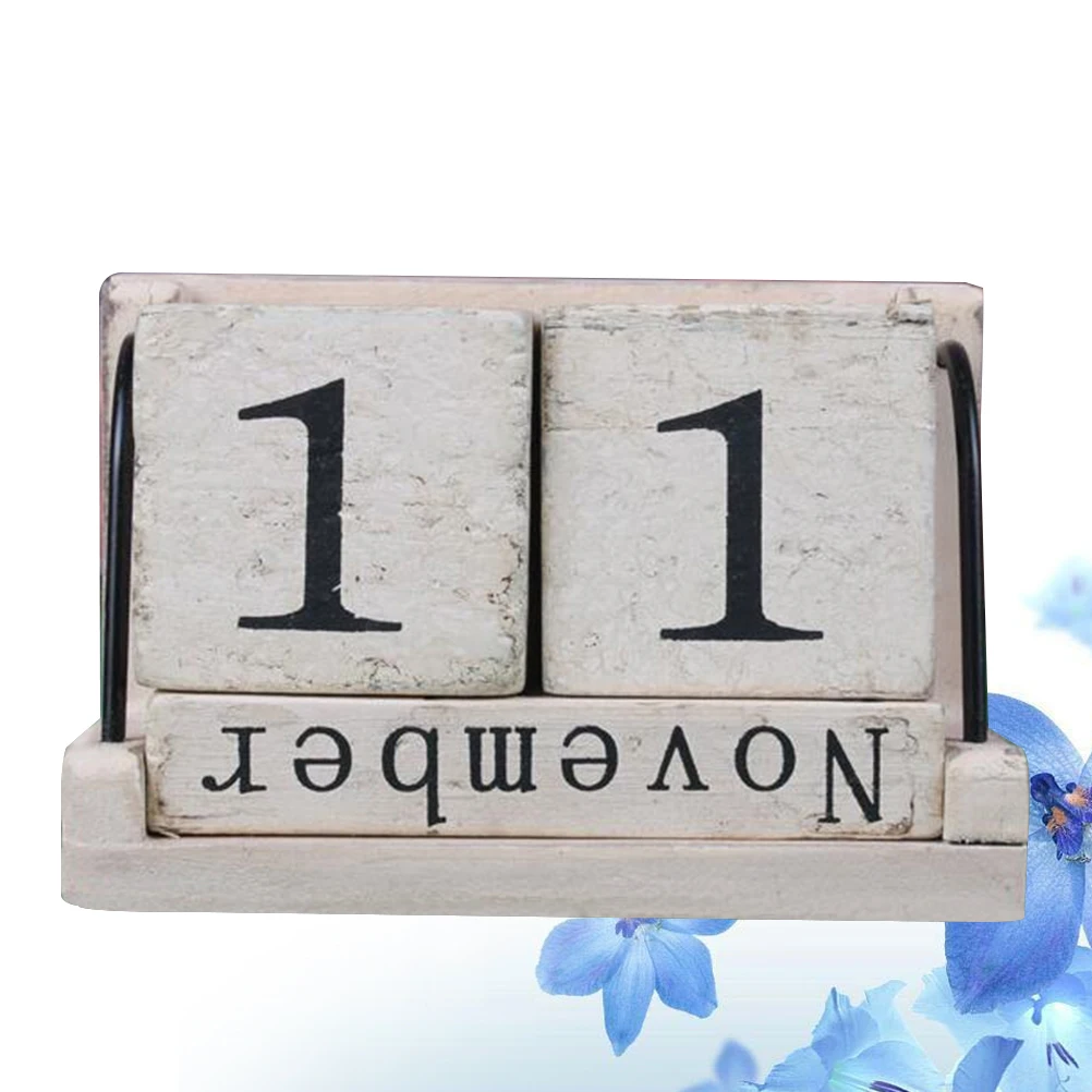 

Vintage Wooden Desk Calendar Perpetual Home Decor Retro Crafts Reusable Housewarming Gift Stylish Practical Wood Stand