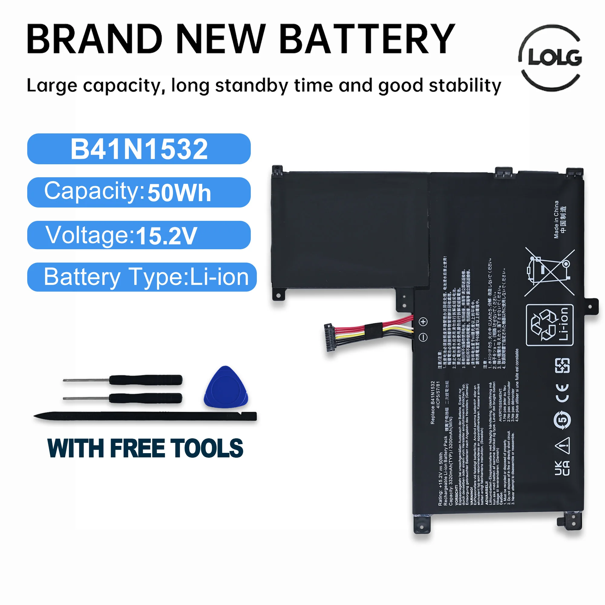 LOLG B41N1532 Laptop Battery for ASUS Zenbook Flip Q504U Q504UA Q504UAK UX560UA 0B200-0201010 etc 15.2V 50Wh