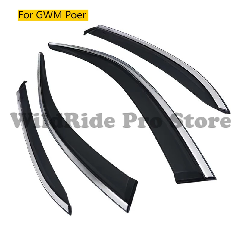 

Car Accessories for GWM Poer Car Injection Window Deflectors Vent Visor, High Quality with Stainless Steel.