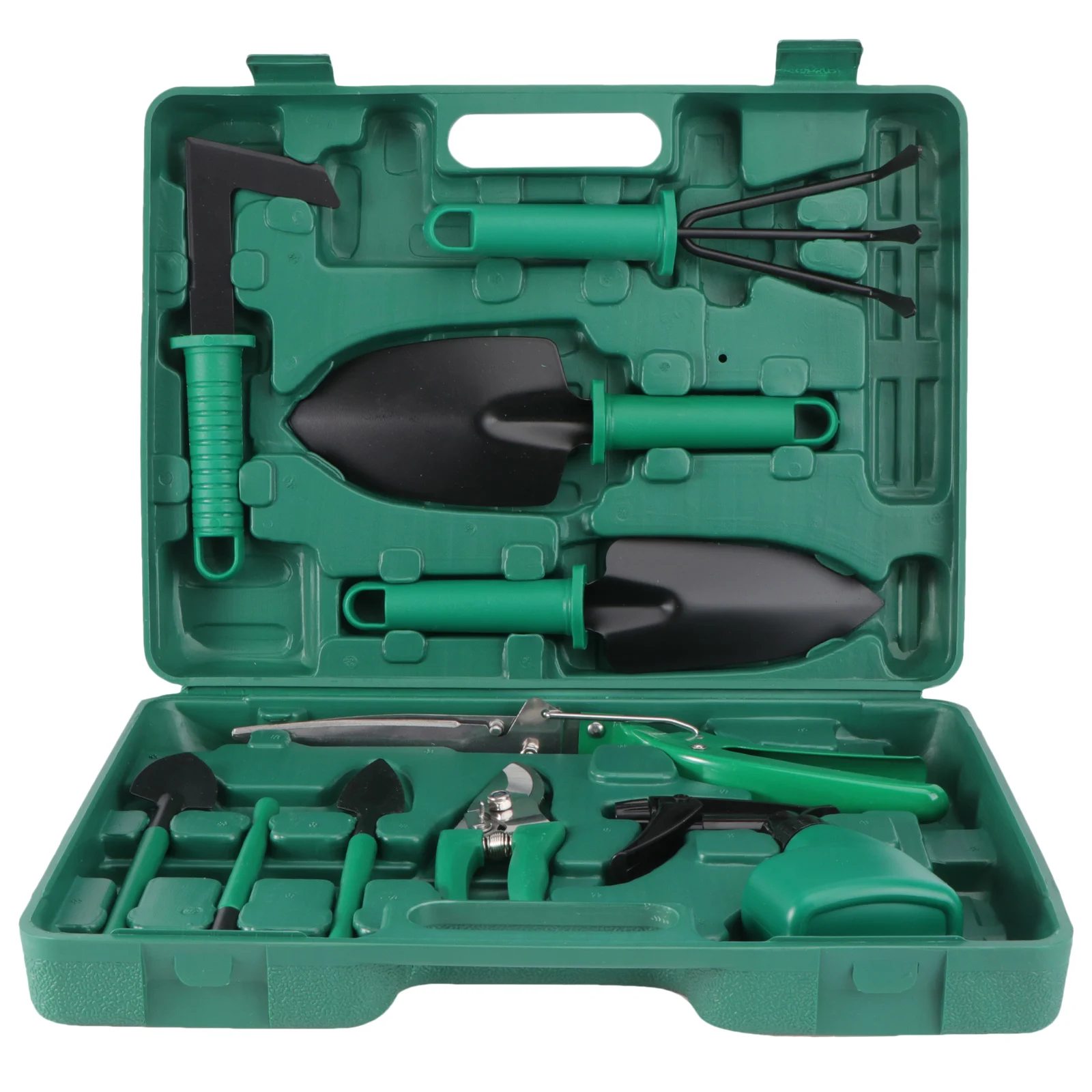 

10Pcs Garden Tool Set Floral Pattern Stainless Steel Rustproof Shovel Scissors Rake Watering Spray Case for Potted Plants and