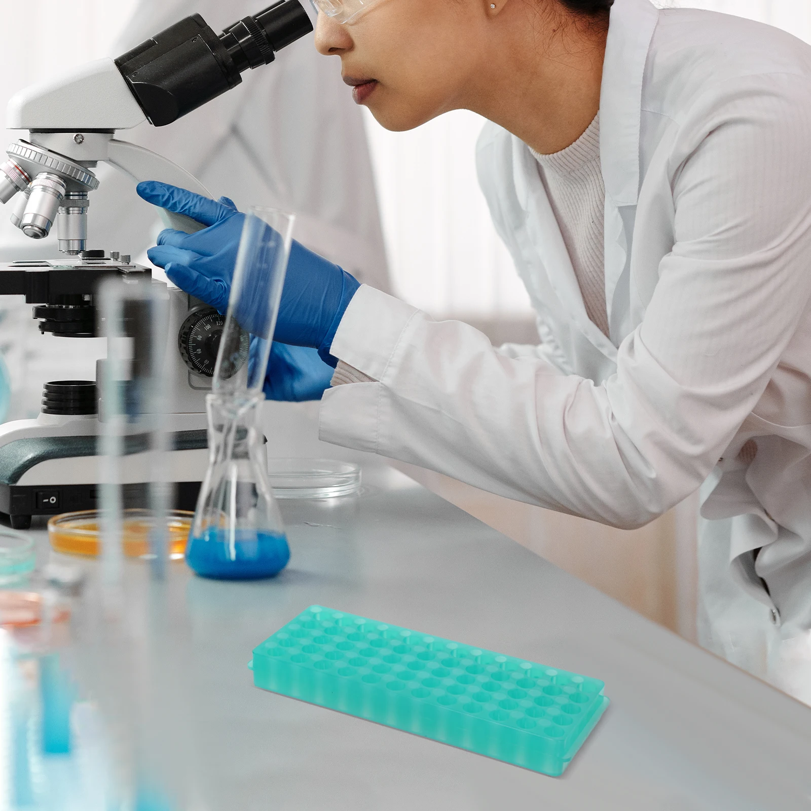 

2pcs Tube Rack 0.5/1.5/2ml Sampling Tube Storage Rack Holder Blue Green Reusable Lab Plastic Storage Stand