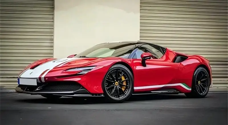 لفيراري SF90 ReaI ألياف الكربون الوفير الجبهة الشفاه الخلفية الشفاه الجانب التنانير الذيل الجناح Baojiao مدخل هواء المفسد عدة