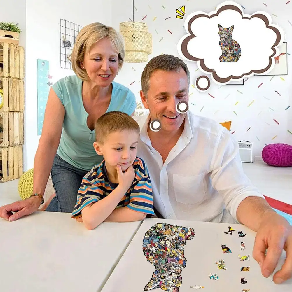 

Interesting Colorful Kittin Wooden Puzzle Irregular Animal Shaped Wooden Puzzle Gift For High Difficulty And Intelligence T L5O3