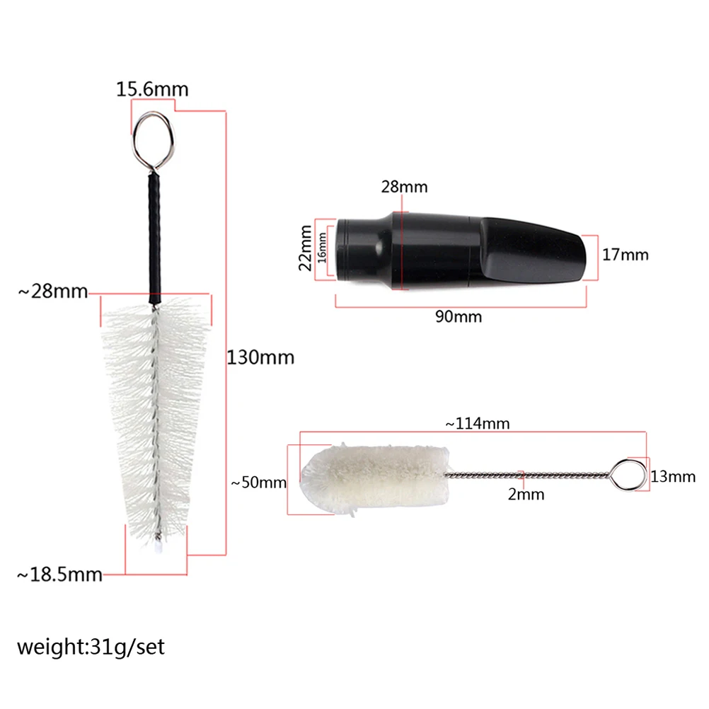 

Accessories Whistle Brush Saxophone Mouthpiece with Musical Instrument Alto White