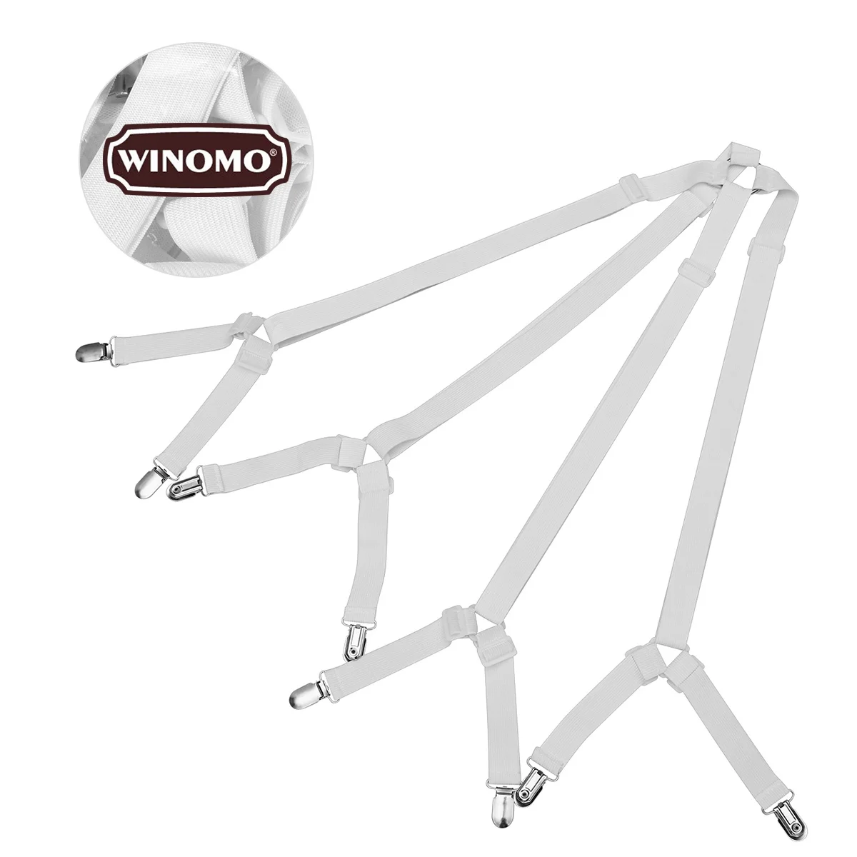 

Sheet Bed Suspenders Adjustable Fit Elastic Straps Grippers for Mattress Pad Duvet Cover Corner Holder