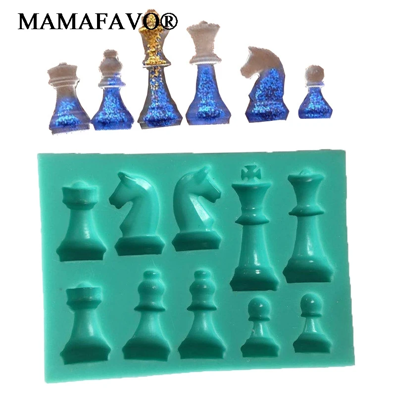 3D Chess Silicone Fondant Mold Polymer Clay Resin Molds Cake Baking Decorating Tools Chocolate Candy Gumpaste Moulds K826