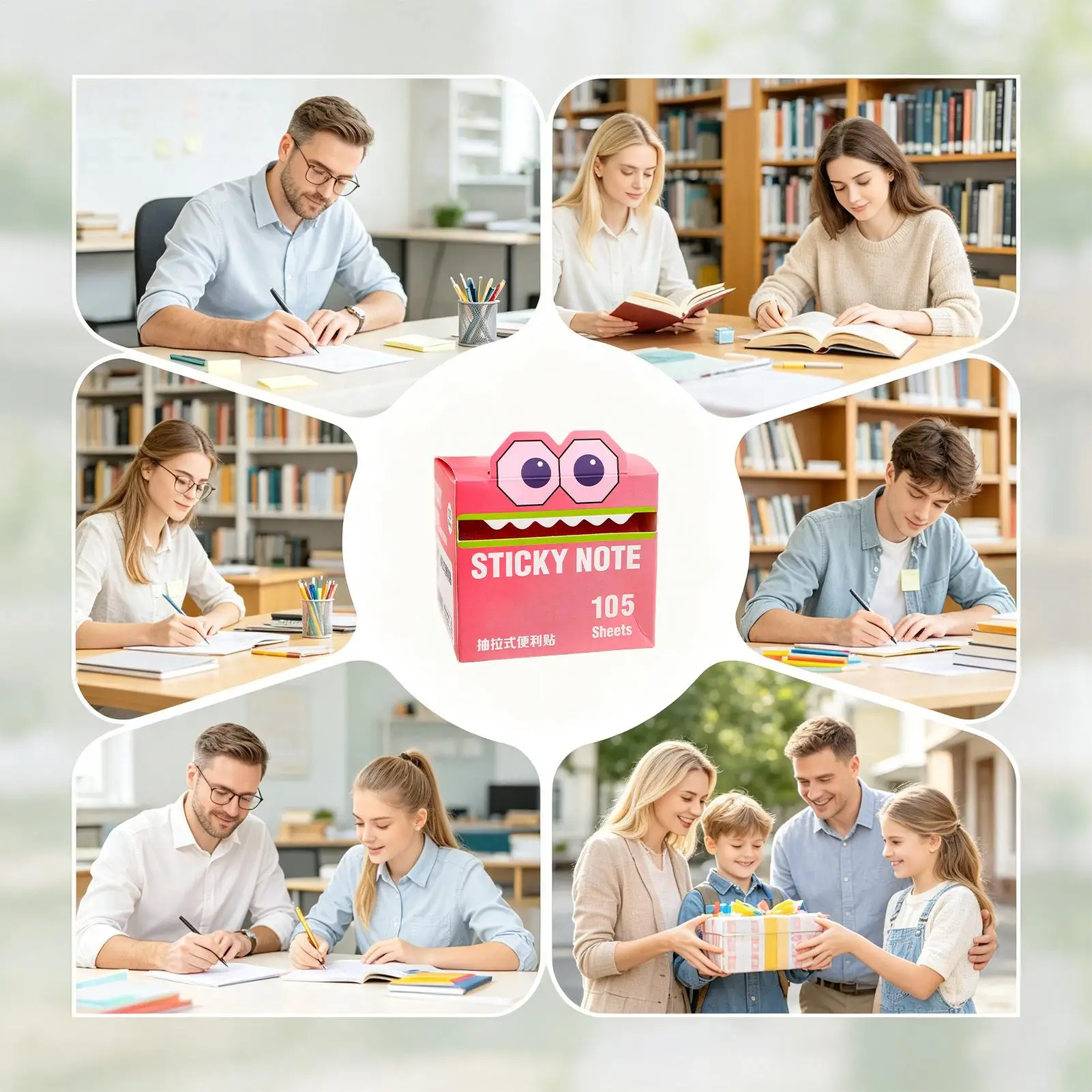 Transparent Glitter Sticky Notes 105 Sheets Cute Gradient Pull-Out Strong Adhesion Office Sticky Notes For Memo Marking Home