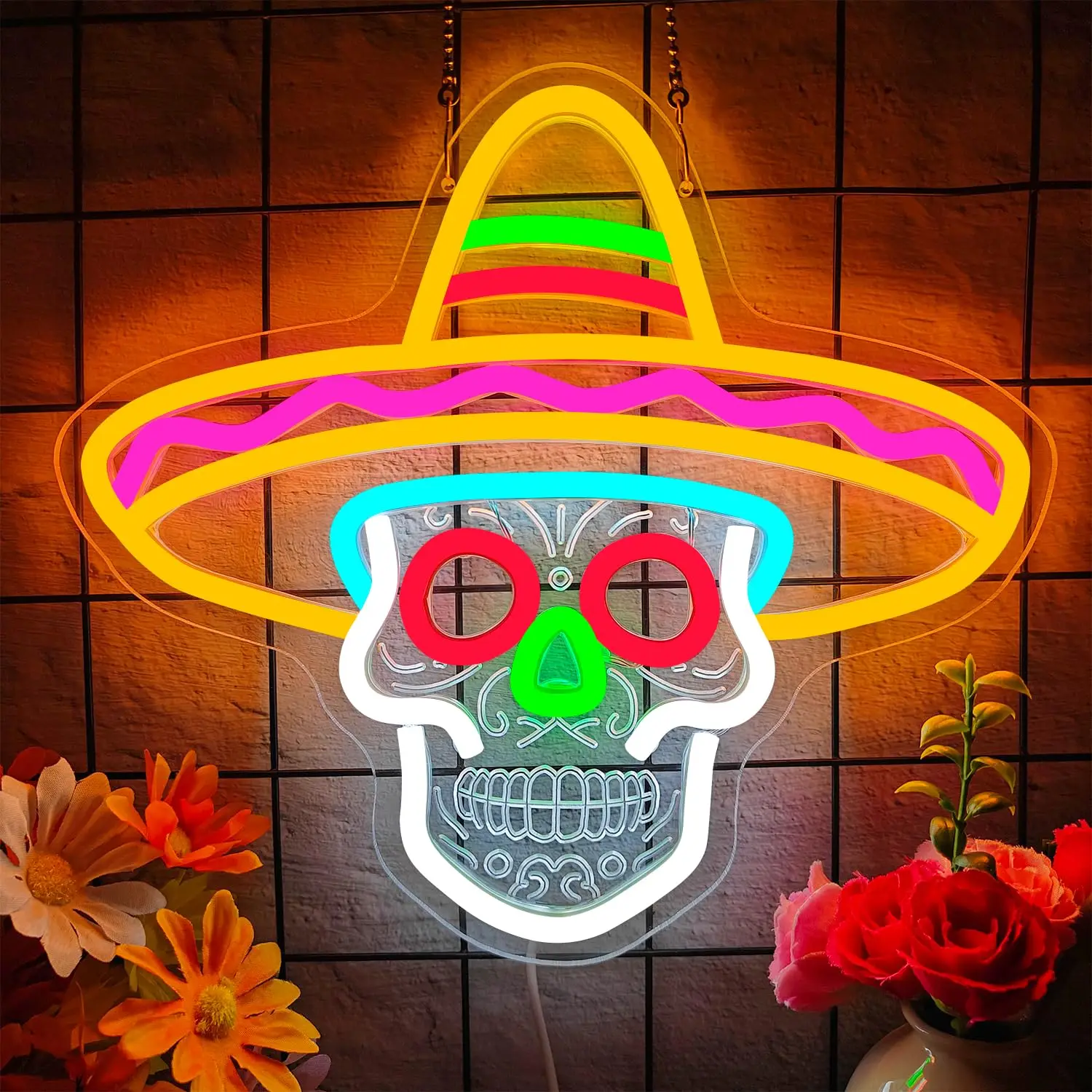 死者の日ネオンサイン彫刻調光可能メキシコシュガースカルledサイン壁飾りハロウィンパーティー寝室ホームバー用