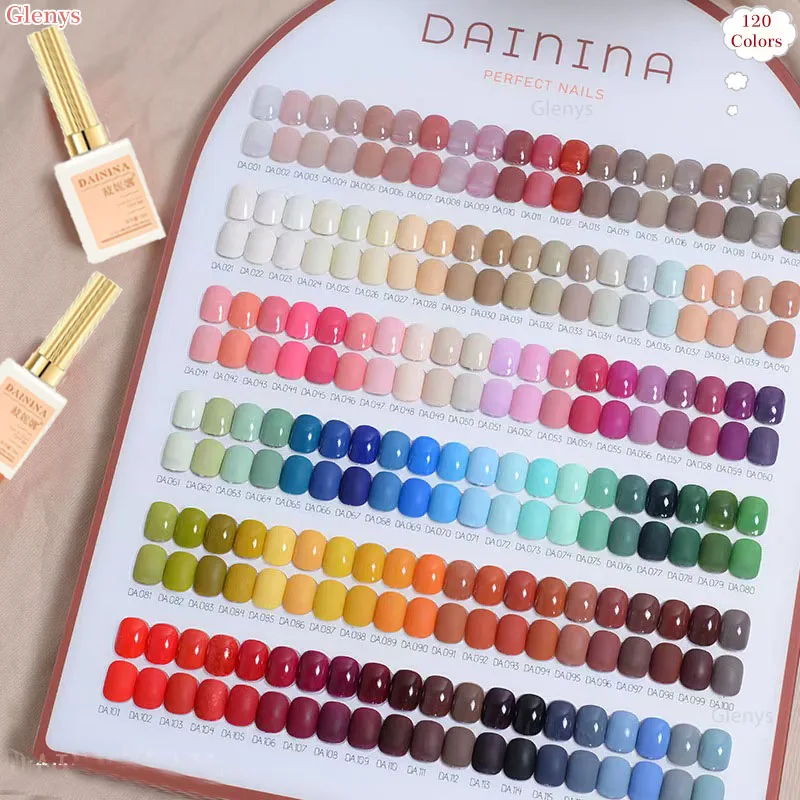 Glenys 120 قطعة * 15 مللي طلاء أظافر جل صافي أحمر شعبي متقدم غمر هلام بطاقة ألوان UV LED صالون أظافر طقم ورنيش فني
