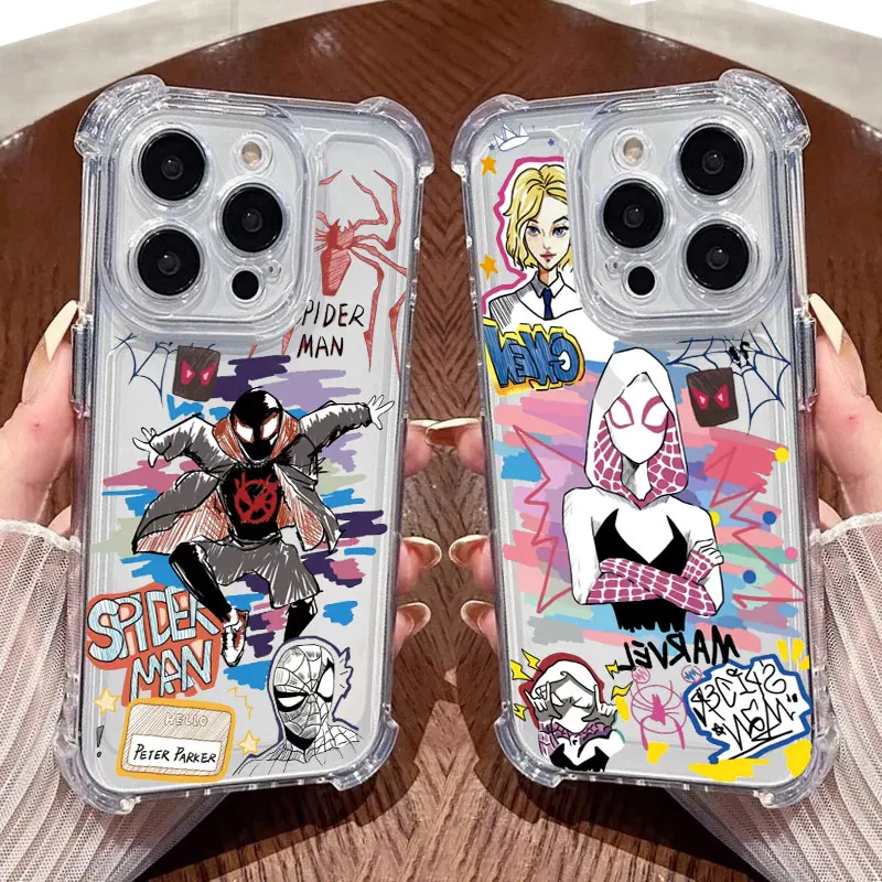 حافظة هاتف Marvels Spider Man مايلز موراليس شفافة لهاتف آيفون 17 16 14 15 11 12 13 Pro Max 16E 15 16 Plus 17 غطاء مضاد للصدمات #3