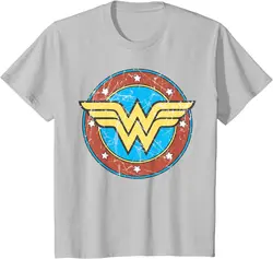 2024 Summer Trend Boys and Girls Printed Casual DC Wonder Woman Logo Round T-Shirt Parent-Child O-Neck Breathable Top